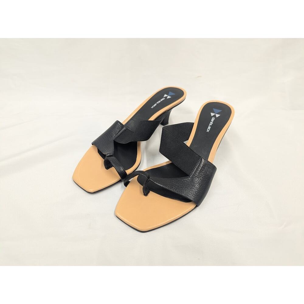 Daniblack Black slip on open toe leather sandals Womens Sz 8